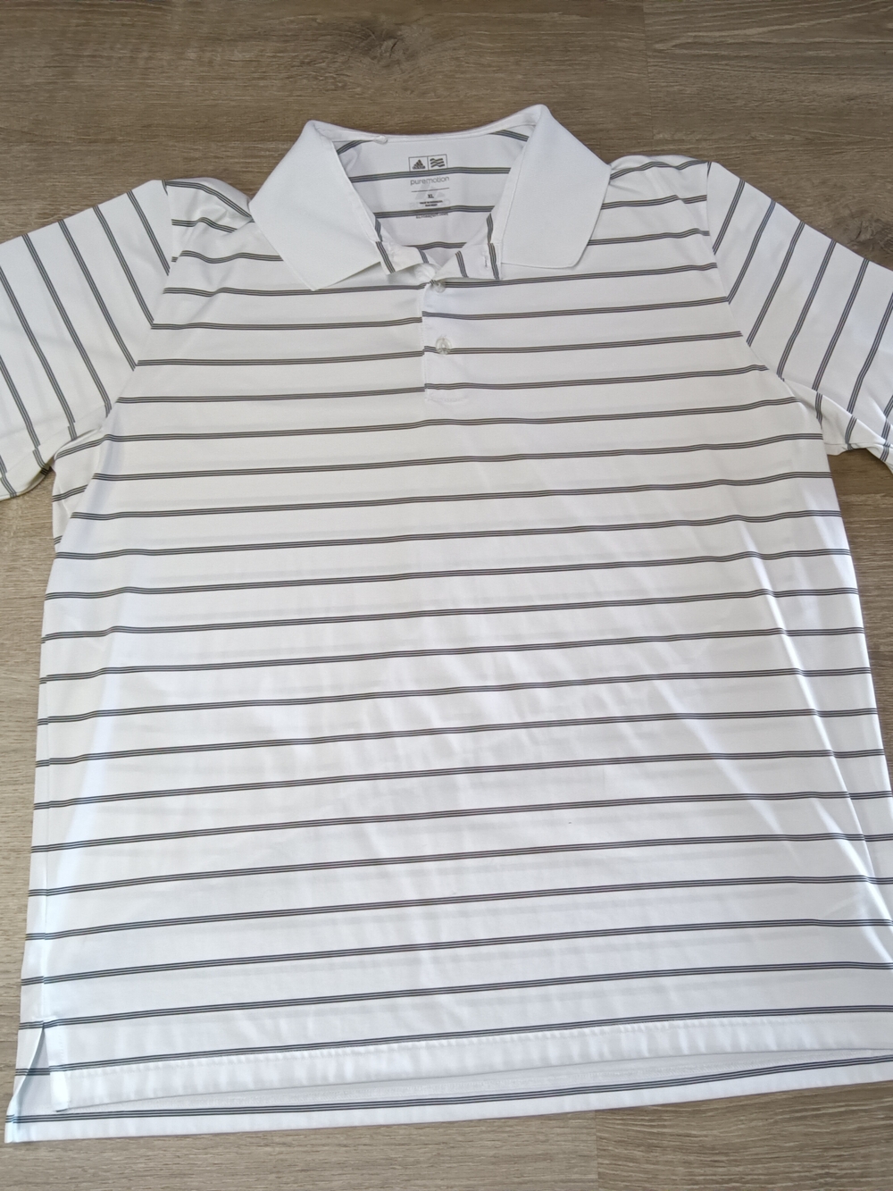 adidas White Polo with Thin Black Stripes